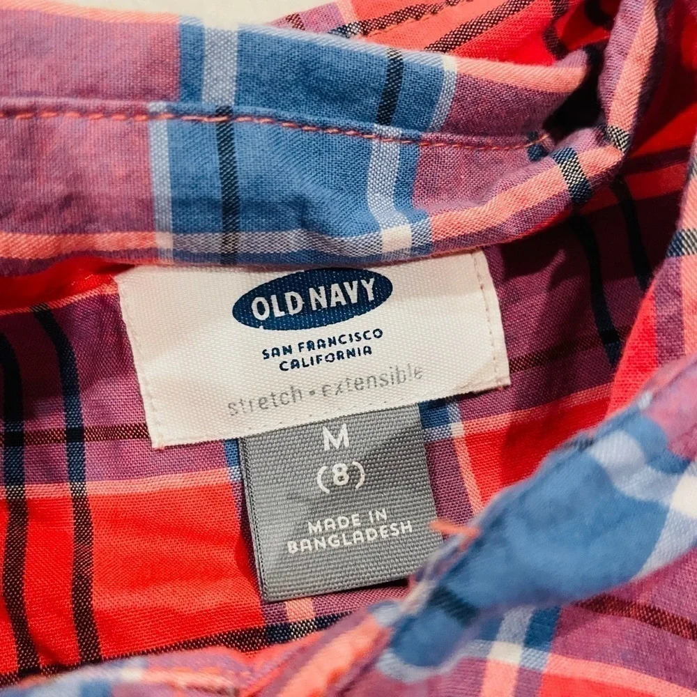 Old Navy Boy’s Multicolor Plaid Short Sleeve Button Down Shirt Size M/8